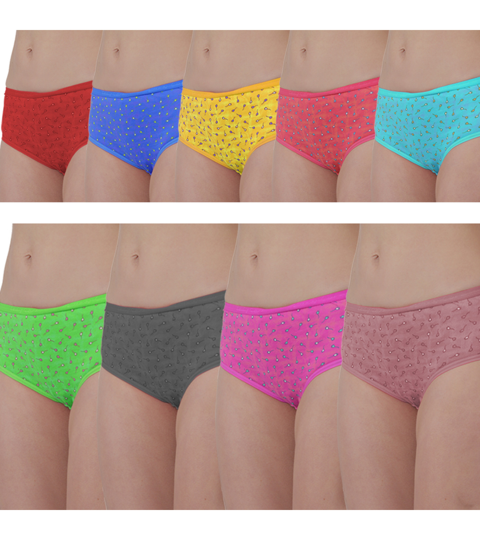 Vink Multicolor Womens Printed Multicolor Panties 9 Pack Combo